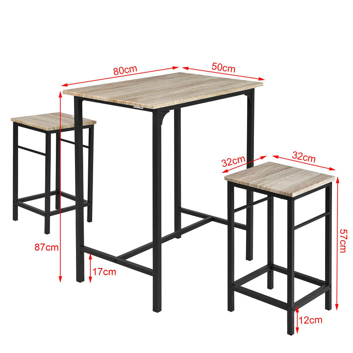 Bordsæt med højt bord og 2 taburetter i moderne stil