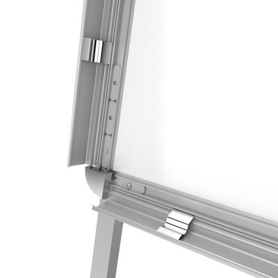 Fortovsskilt - DIN A1, dobbeltsidet, foldbart, udendørs/indendørs, med kliksystem, 2 beskyttelsesfilm, 64 x 122, lavet af aluminium, sølv