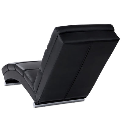 Afslapningsstol - ergonomisk, polstret, 154x51x73 cm, imiteret læder, sort