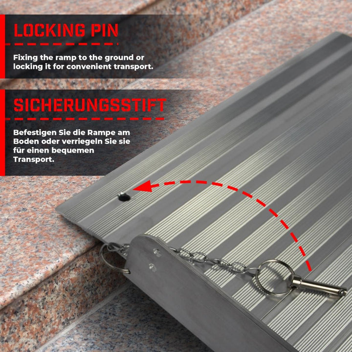 Kørestolsrampe - aluminium, foldbar, 150 cm, mobil foldbar, 270 kg