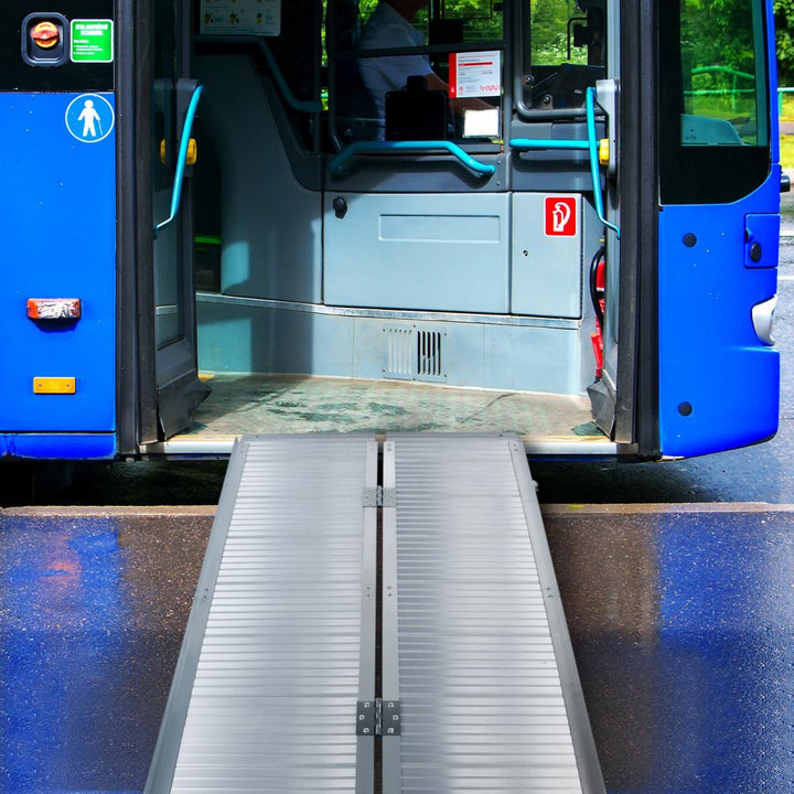 Kørestolsrampe - aluminium, foldbar, 150 cm, mobil foldbar, 270 kg