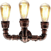 Retro Industrie Wandleuchte Vintage Eisen Rustikal Rot Wasserrohr Lampen E27 Loft Light LEDSone DE