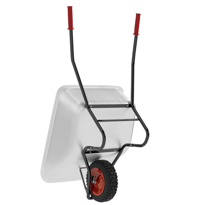 Trillebør - galvaniseret, med pneumatiske dæk, tippefunktion, 100 liter, 210 kg