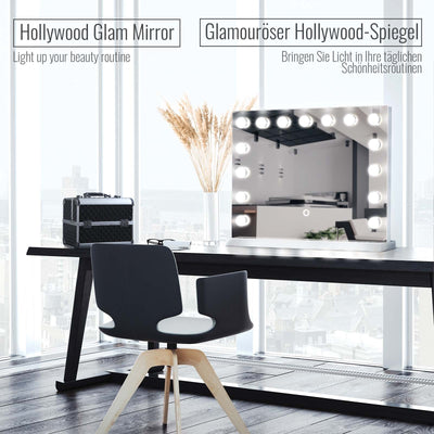 Aquamarin® Hollywood spejl med LED, dæmpbart, touch, 58 x 43 cm