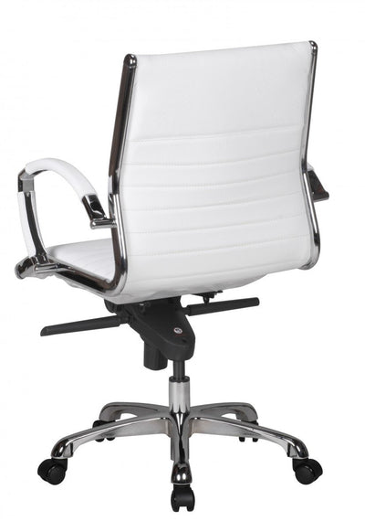 AMSTYLE kontorstol i ægte læder - i hvid - set bagfra