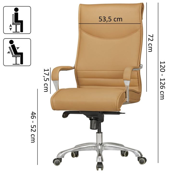 udøvende efterligning læder karamell kontor drejestol 150 kg - Lammeuld.dk