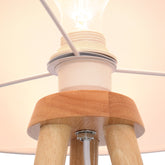 Tripod Gulvlampe med stofskærm - LED, 145 cm, E27, Træstativ