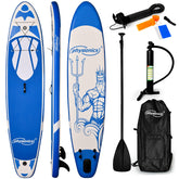 Stand Up Paddle Board, 366x80x15 cm, oppustelig, justerbar pagaj, håndpumpe med trykmåler, snor, rygsæk, reparationssæt, blå
