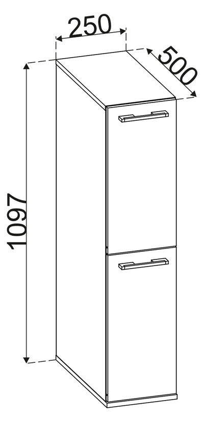 Pladsbesparende rullevogn til badeværelse og køkken, h. 110 x b. 25 x d. 50 cm, hvid