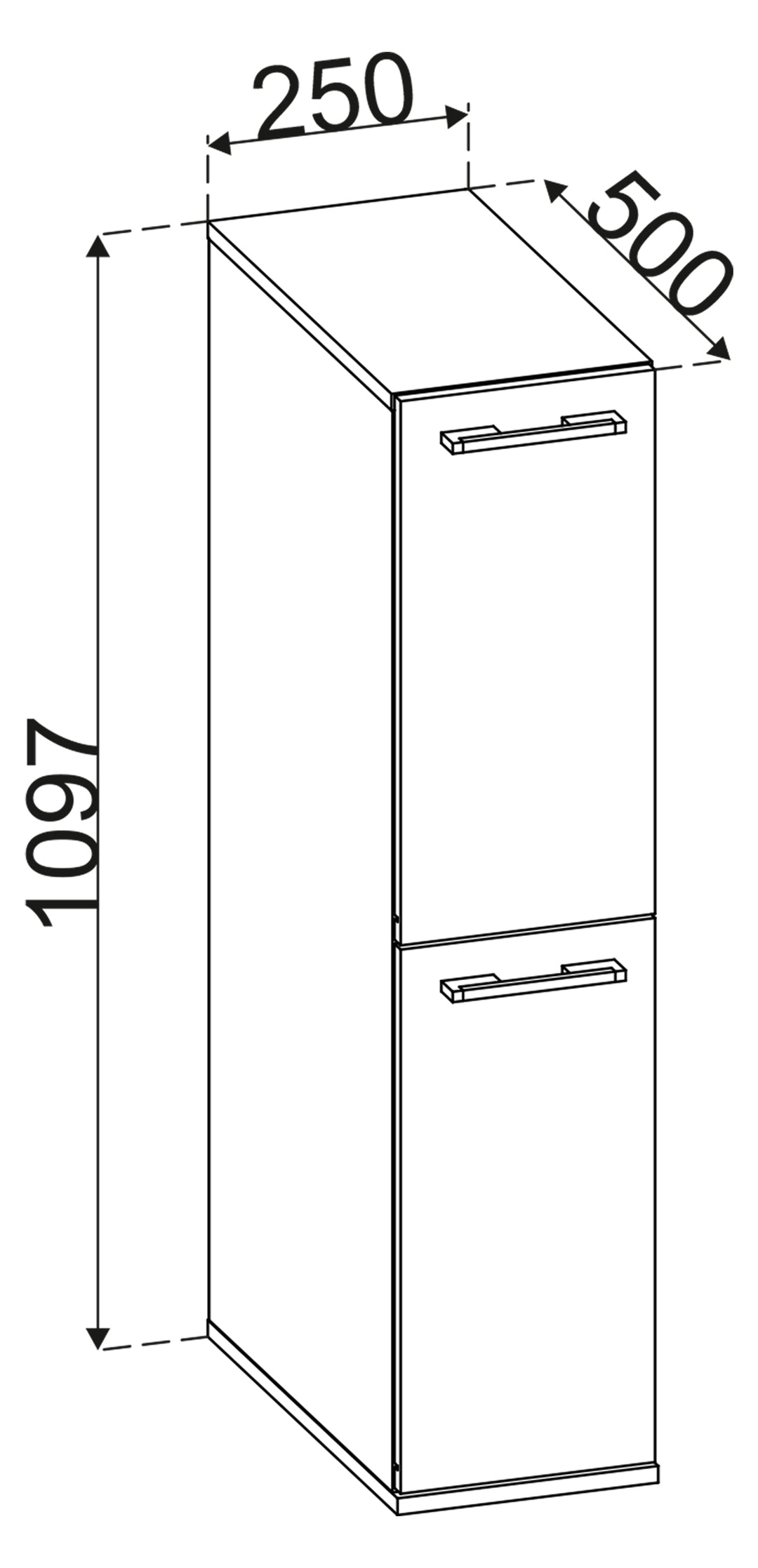 Rumdeler til køkken/badeværelse, h. 110 x b. 25 x d. 50 cm, naturfarvet