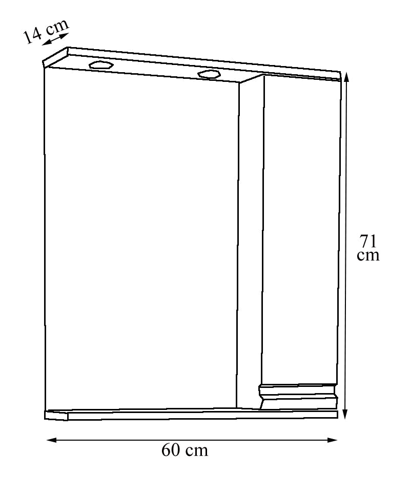 Spejlskab, h. 71 x b. 60 x d. 14 cm, antracit