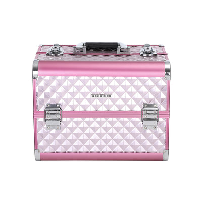 Aluminum box / make-up / beauty box, pink og sølvfarvet