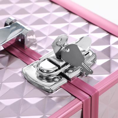 Aluminum box / make-up / beauty box, pink og sølvfarvet
