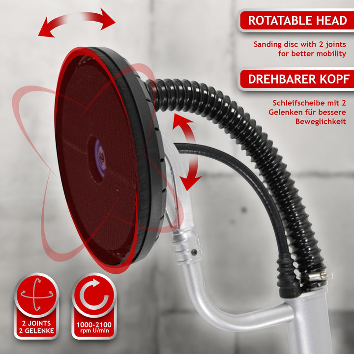 Gipspudser, 710W, 6 slibeskiver, 220 mm, 1.000-2.100 o/min, 6 hastigheder