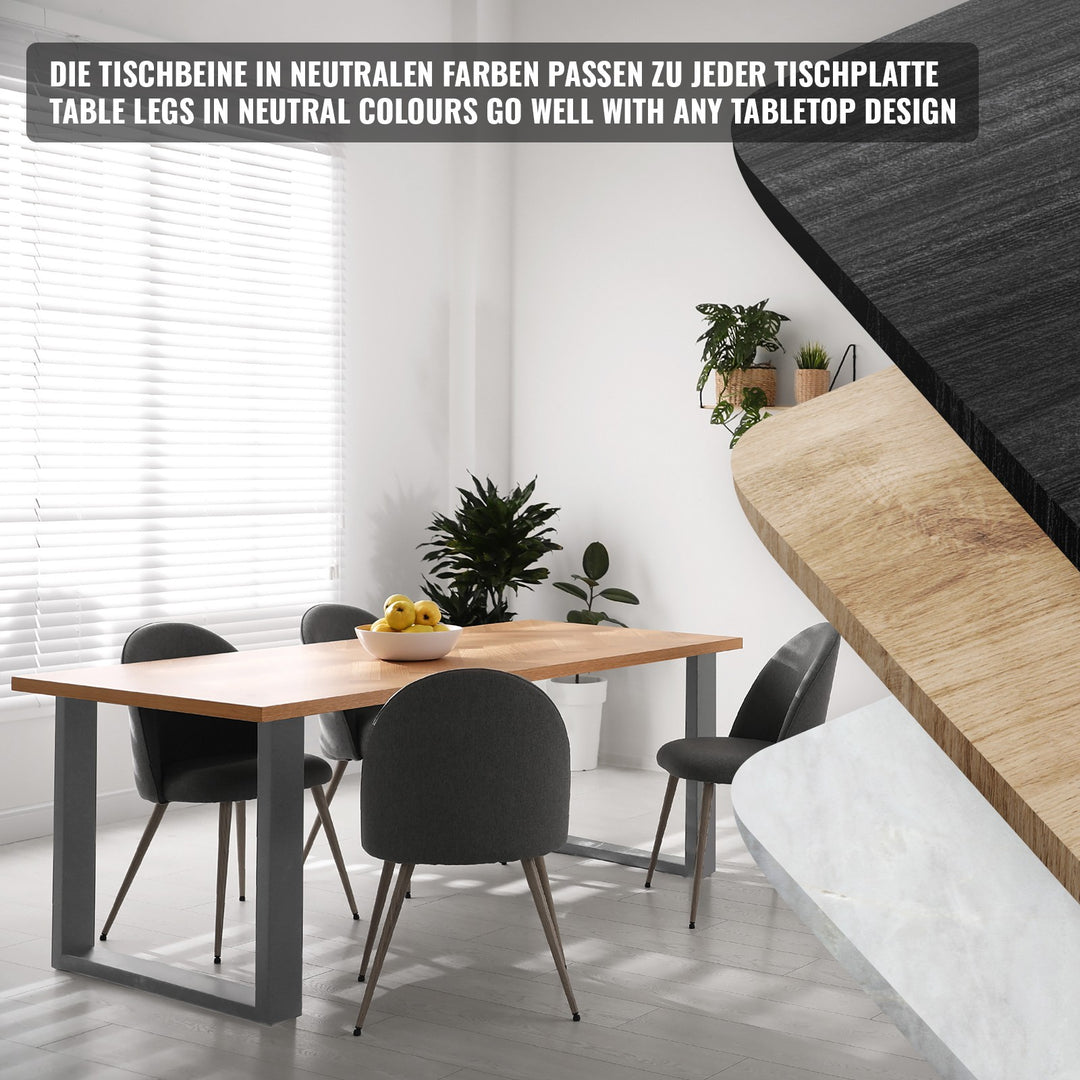 Bordstel - Antracit, 40x43 cm, Stål, Industrielt Design, Rektangulært.