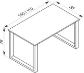 Skrivebord, h. 76 x b. 110 x d. 80 cm 110x80, U-base, hvid