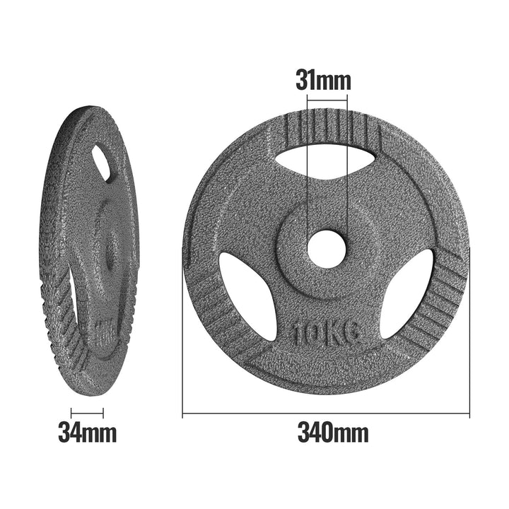 Vægtskiver - 1 x 10 kg, lavet af støbejern, med håndtag, 30 mm hul, til vægtstang og håndvægt