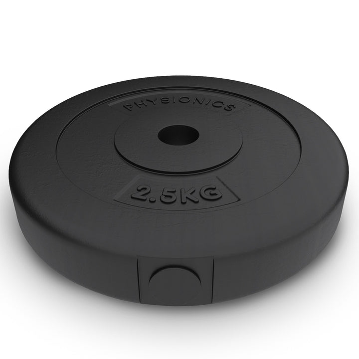 Vægtskiver - 2 x 2,5 kg, Ø 31 mm, plastik, sorte