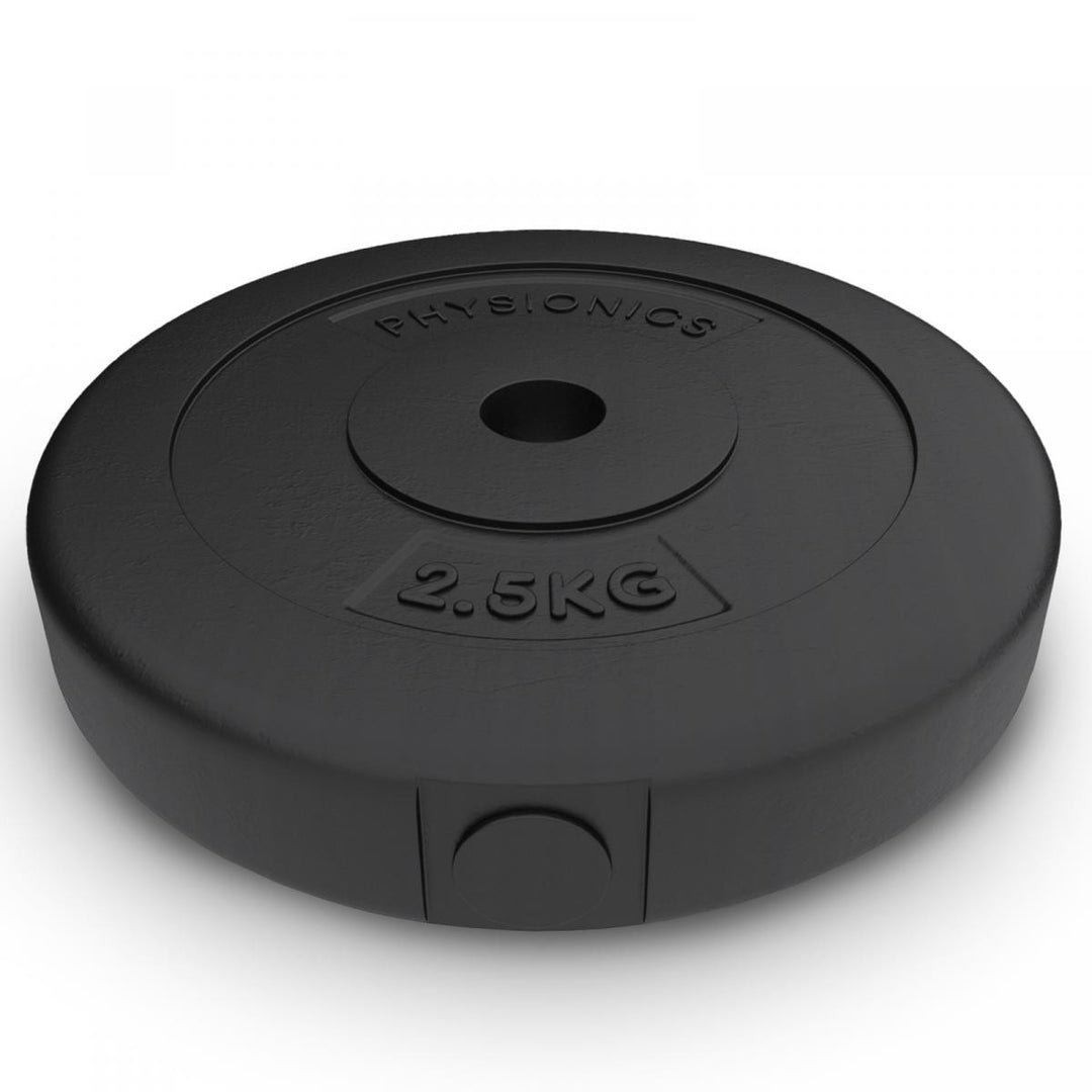 Vægtskiver - 2 x 2,5 kg, Ø 31 mm, plastik, sorte