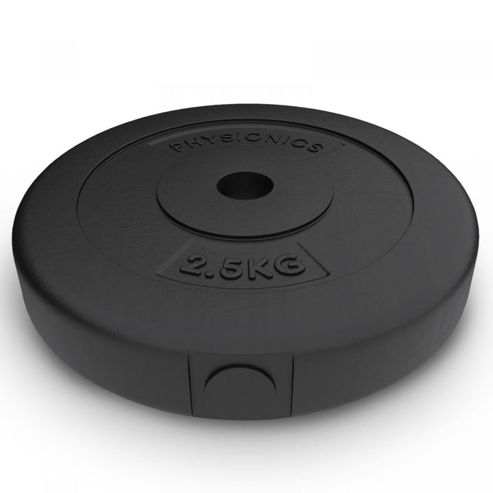 Vægtskiver - 2 x 2,5 kg, Ø 31 mm, plastik, sorte