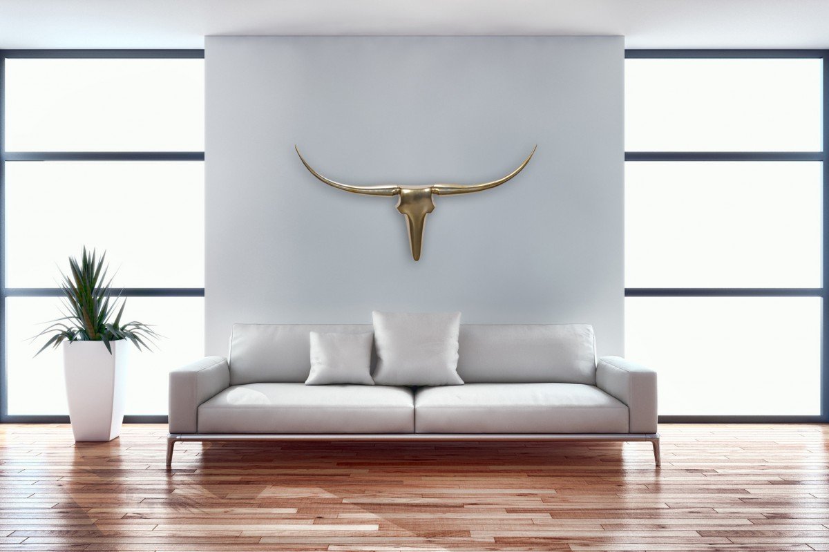 Resident Dekoration Antler Bull Guldhorn 100 cm - Lammeuld.dk