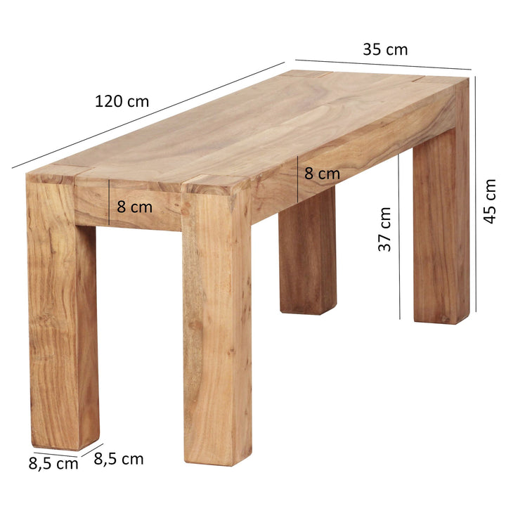 Resident Acacia Massivt træ Spisebænk MUMBAI Bænk 120 x 35 cm Ny - Lammeuld.dk