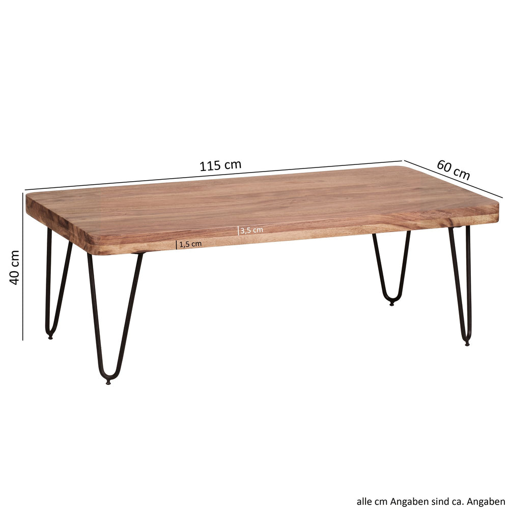 Resident Design sofabord BAGLI Massivt træ Acacia Stue bord 115 x 60 x 40 cm Ny - Lammeuld.dk