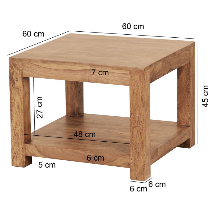 Residential massivt træ MUMBAI acacia sofabord 60x60x45CM sofabord sidebord - Lammeuld.dk