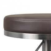 Barstol med justerbar højde med sæde af imiteret brunt læder