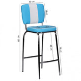 American Diner barstol i blå og hvid med mål