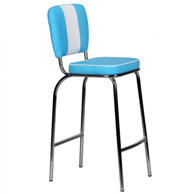 American Diner barstol i blå og hvid fra siden