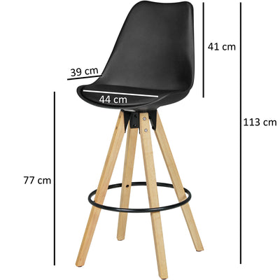 Sæt med 2 barstole - LIMA Retro design - imiteret læder - Lammeuld.dk