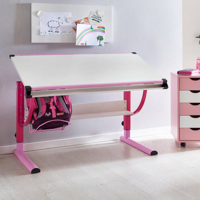studerende vippbart justerbart lyserødt skrivebord - Lammeuld.dk