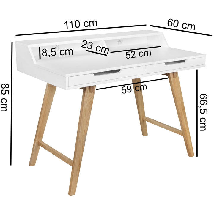 Hvid laptop kontorskrivebord - 110 cm - Lammeuld.dk