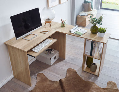 Sonoma naturfarvet hjørneskrivebord, 140 cm