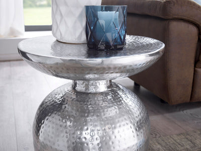 Orientalsk inspireret sofabord i metal - sølv - Lammeuld.dk