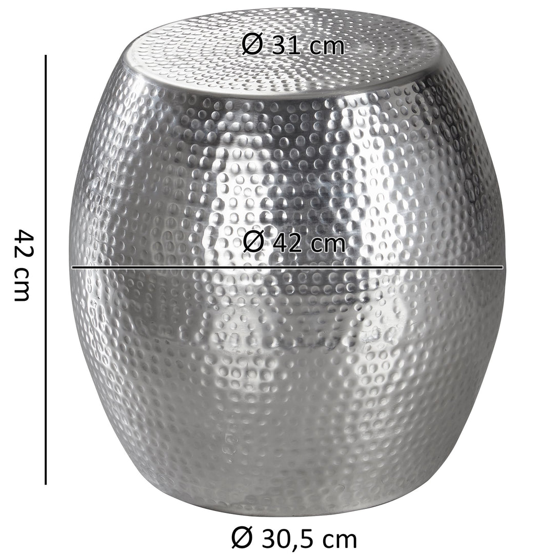 Sidebord i hamret metal, sølvfarvet - Lammeuld.dk