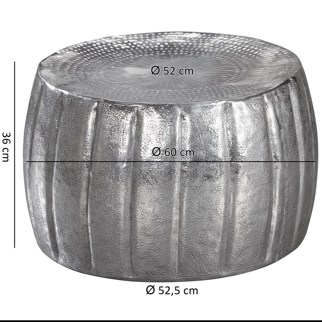 Rundt sølv sofabord med aluminium - Lammeuld.dk