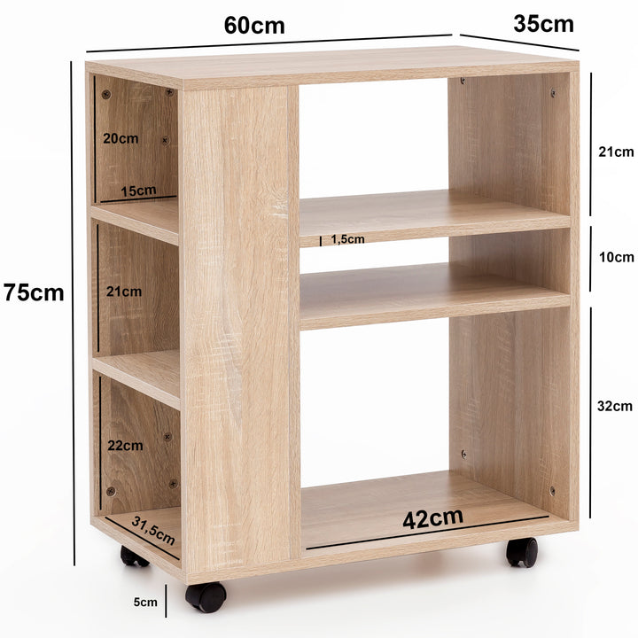 Sonoma-vogn med sidebord 60x75x35 cm - Lammeuld.dk