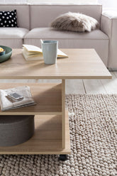 Sofabord med bord og hjul 95 x 51 x 54,5 cm - Lammeuld.dk