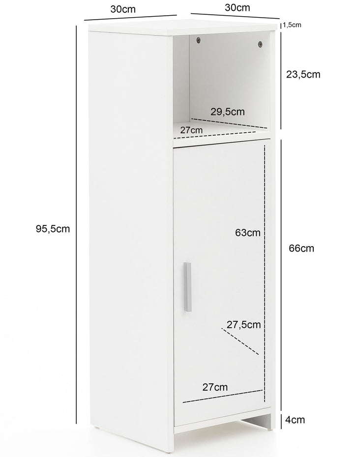 Hvid kommode Badeværelsesskab 30 x 95,5 x 30 cm - Lammeuld.dk