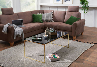 Sofabord med guldkant - 120 cm - Lammeuld.dk