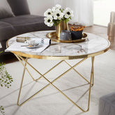 Stuebord i marmorlook med gulddetaljer - 85 cm - Lammeuld.dk