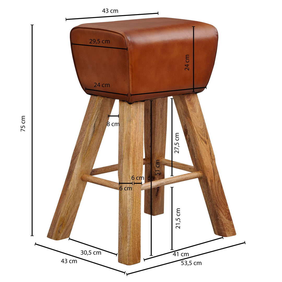 Massivt træ barstol - 75 cm - Lammeuld.dk