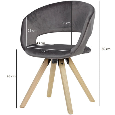 Mørkegrå spisebordsstol i fløjl med ryg - Lammeuld.dk