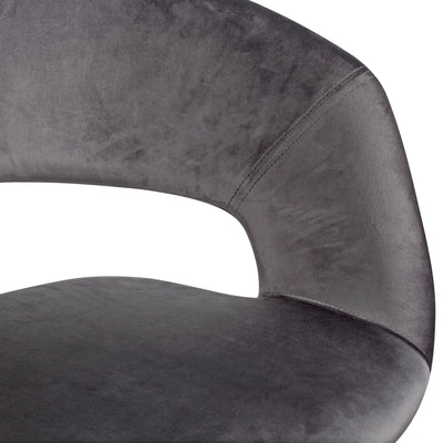 Mørkegrå spisebordsstol i fløjl med ryg - Lammeuld.dk