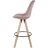 Lyserøde barstole i fløjl, ryglæn, stofstole 77 cm - Lammeuld.dk