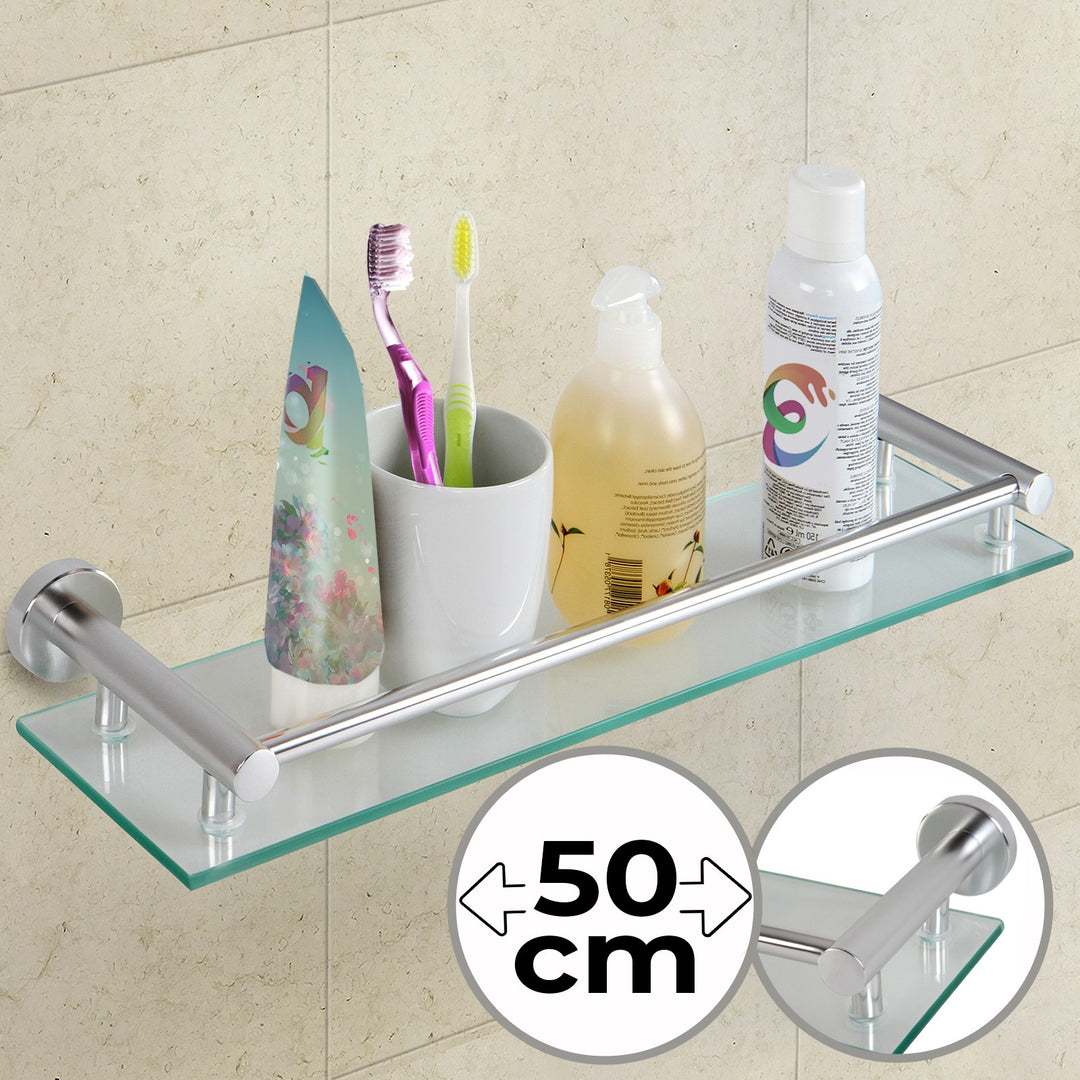 Glashylde til Badeværelse - Vægmontering, Hærdet Glas, 50 cm