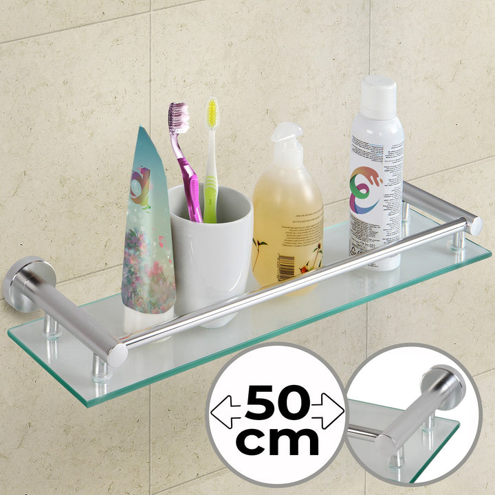 Glashylde til Badeværelse - Vægmontering, Hærdet Glas, 50 cm