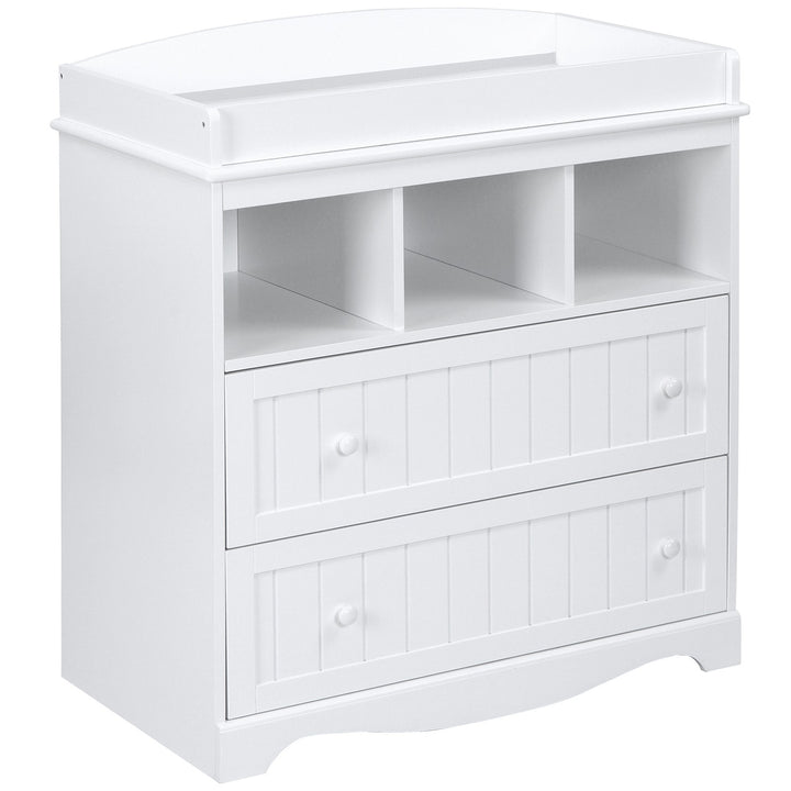 Puslebord med 2 store skuffer og 3 rum, 50x94x88 cm, hvid
